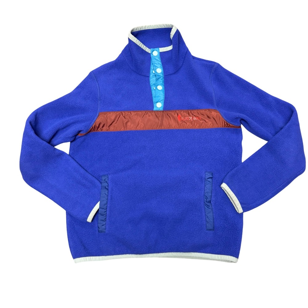 Cotopaxi Teca Fleece Pullover Women's Small Blue Brown Colorblock Snap Jacket